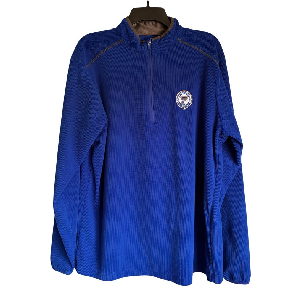 Antigua Blues Stanley Cup 2019 Pullover Half Zip Sweater Blue Large